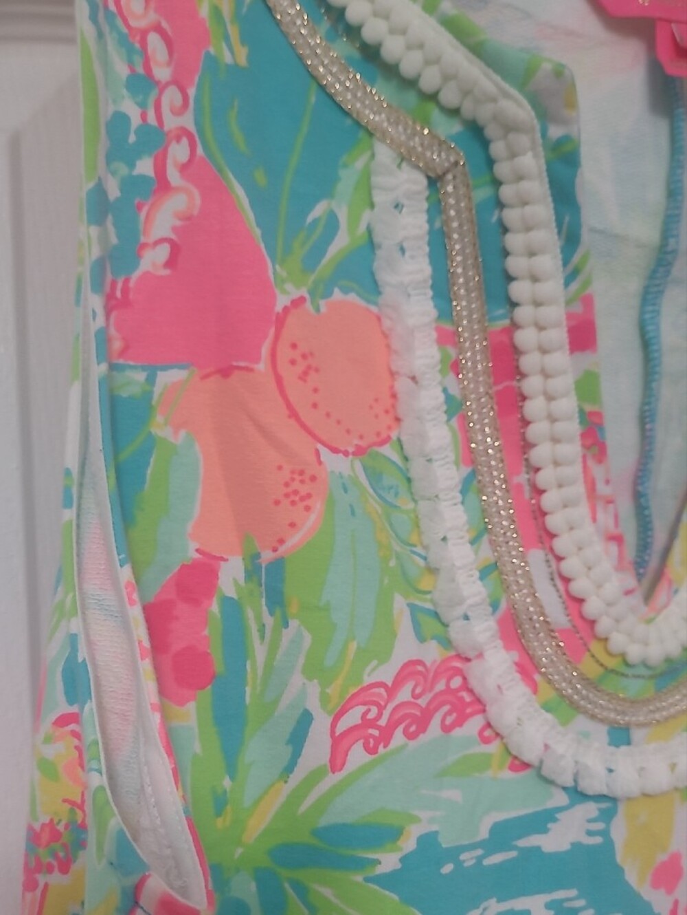 Lilly Pulitzer Harper Multicolor Beaded V-Neck Tropical Mini Dress - Picture 2 of 12